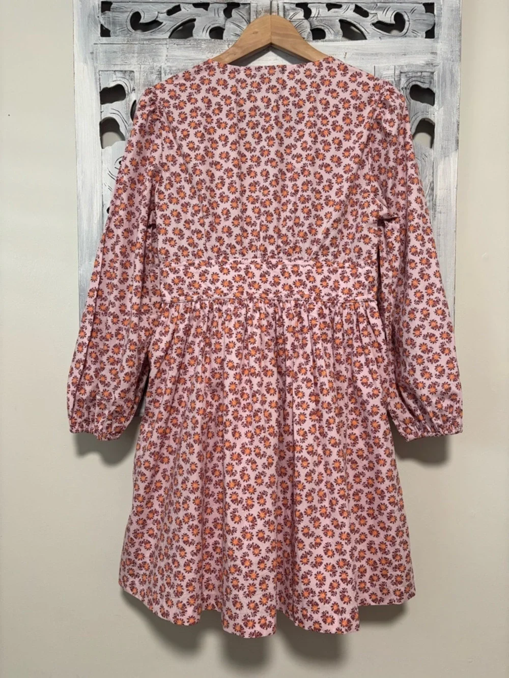 NEW J. Crew V Neck Pink Cotton Poplin Peony Paisley Mini Dress